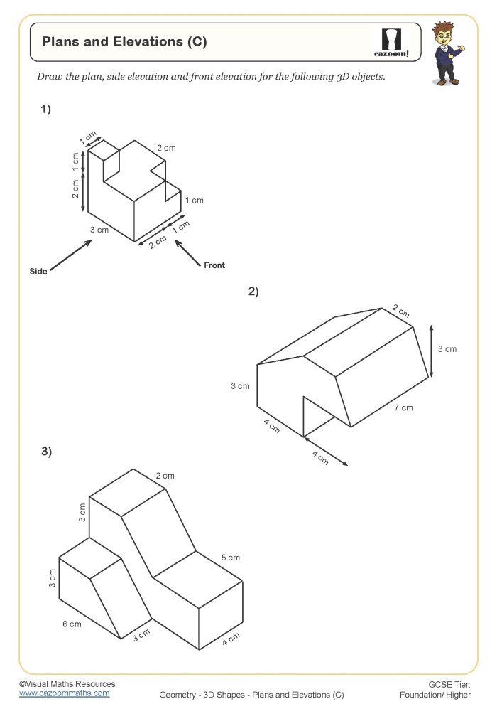 Third Grade worksheet showing elevations of U.S. states for handwriting practice