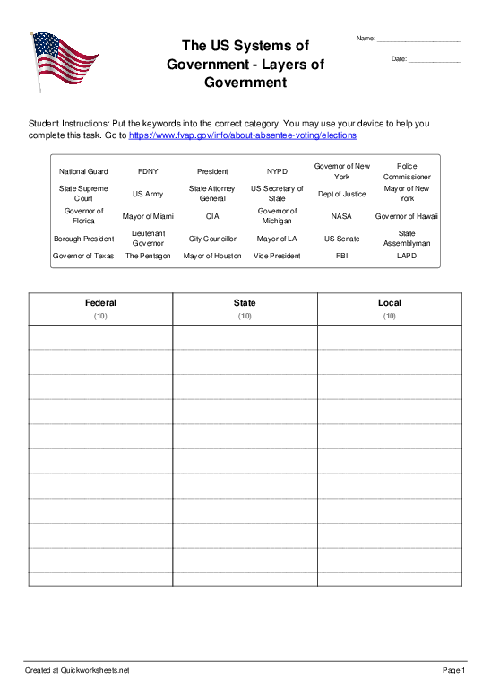 Second Grade worksheet featuring U.S. government buildings for a matching activity