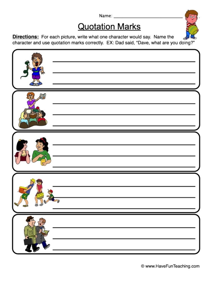 Worksheet for practicing the placement of quotation marks in dialogue using a passage from The Secret Garden. Using Quotation Marks worksheet for fifth graders focused on punctuation skills.