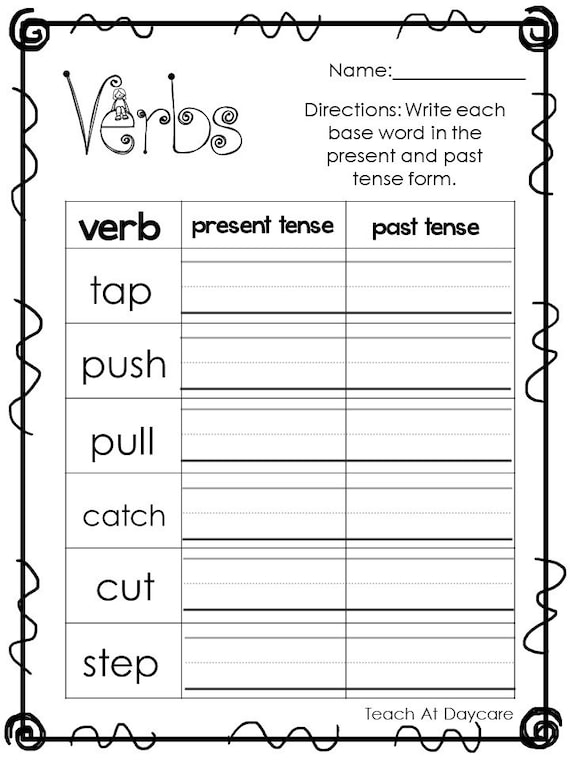 Worksheet 25: Practice exercises on present and past tense verbs for second graders Second grade worksheet focusing on present and past tense verbs for verb division practice