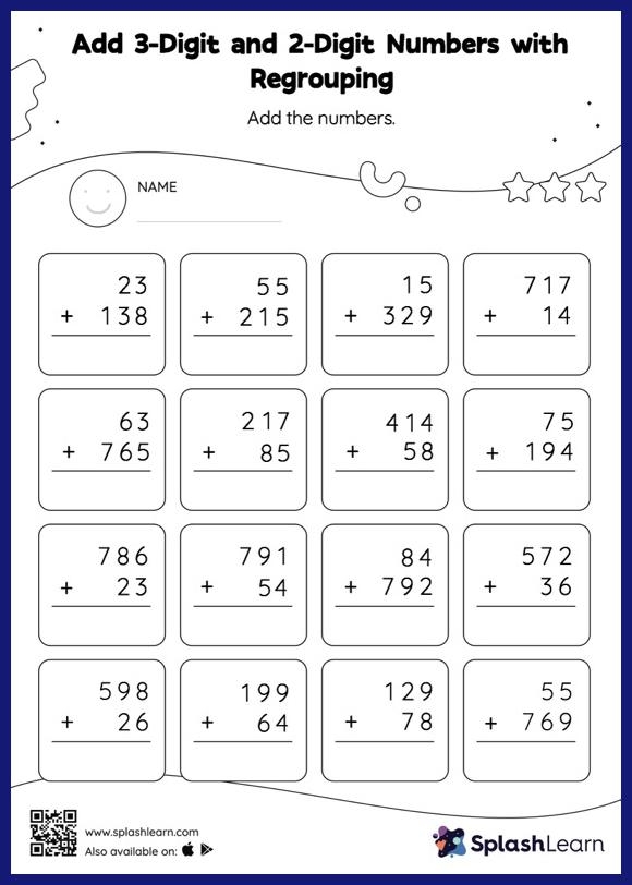 Double Digits! Practice vertical addition with carrying in worksheet number 25 Second grade math worksheet featuring double digit vertical addition with regrouping problems