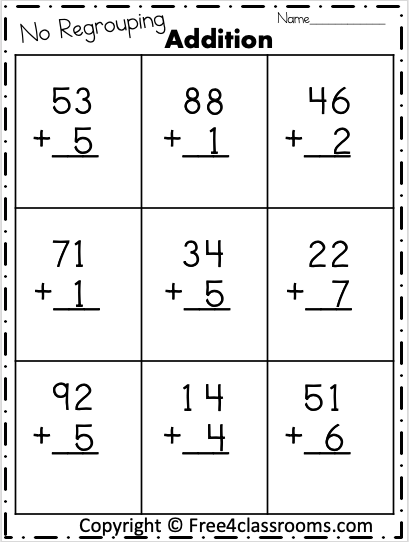 Double Digits practice sheet featuring addition with carrying for grade 2 students, image 16 Second grade math worksheet showing vertical addition with regrouping for two-digit numbers