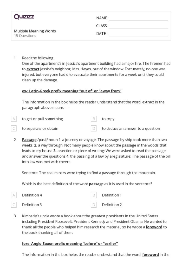 Third-grade student completing a Shades of Meaning worksheet focused on vocabulary nuances
