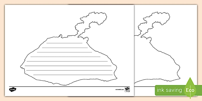 Volcano Writing Prompt Scene 17 for Elementary Composition Lessons Fourth grade students writing scene with a volcano landscape for creative story composition and research-based writing practice