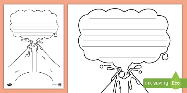 Volcano Writing Scene Story Starter Worksheet for Fourth Grade Composition 16 A fourth grade student writing scene with a volcano erupting in the background as a story starter prompt for composition