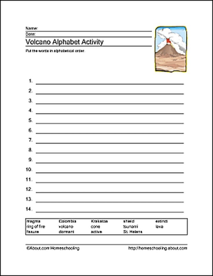 Volcano Writing Scene Story Starter Worksheet for Fourth Grade Composition 21 A fourth grade student writing scene with a volcano erupting in the background as a story starter prompt