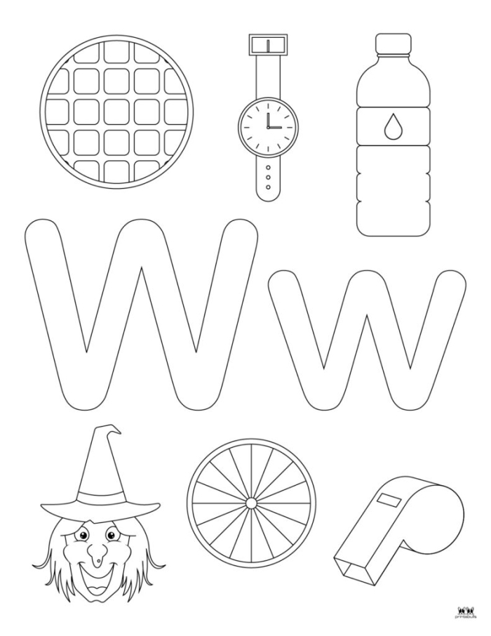 Fun and engaging W Is For... worksheet for early alphabet learning Worksheet featuring the letter W for preschoolers to color and learn sounds