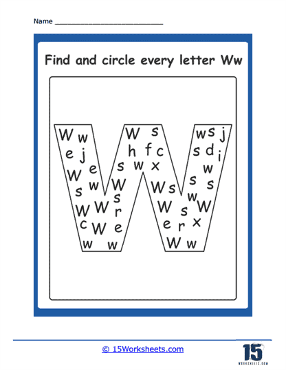 Engaging W Is For... worksheet for early learners to enhance their grammar skills Worksheet designed for preschoolers to learn and practice the letter W sounds through fun coloring activities