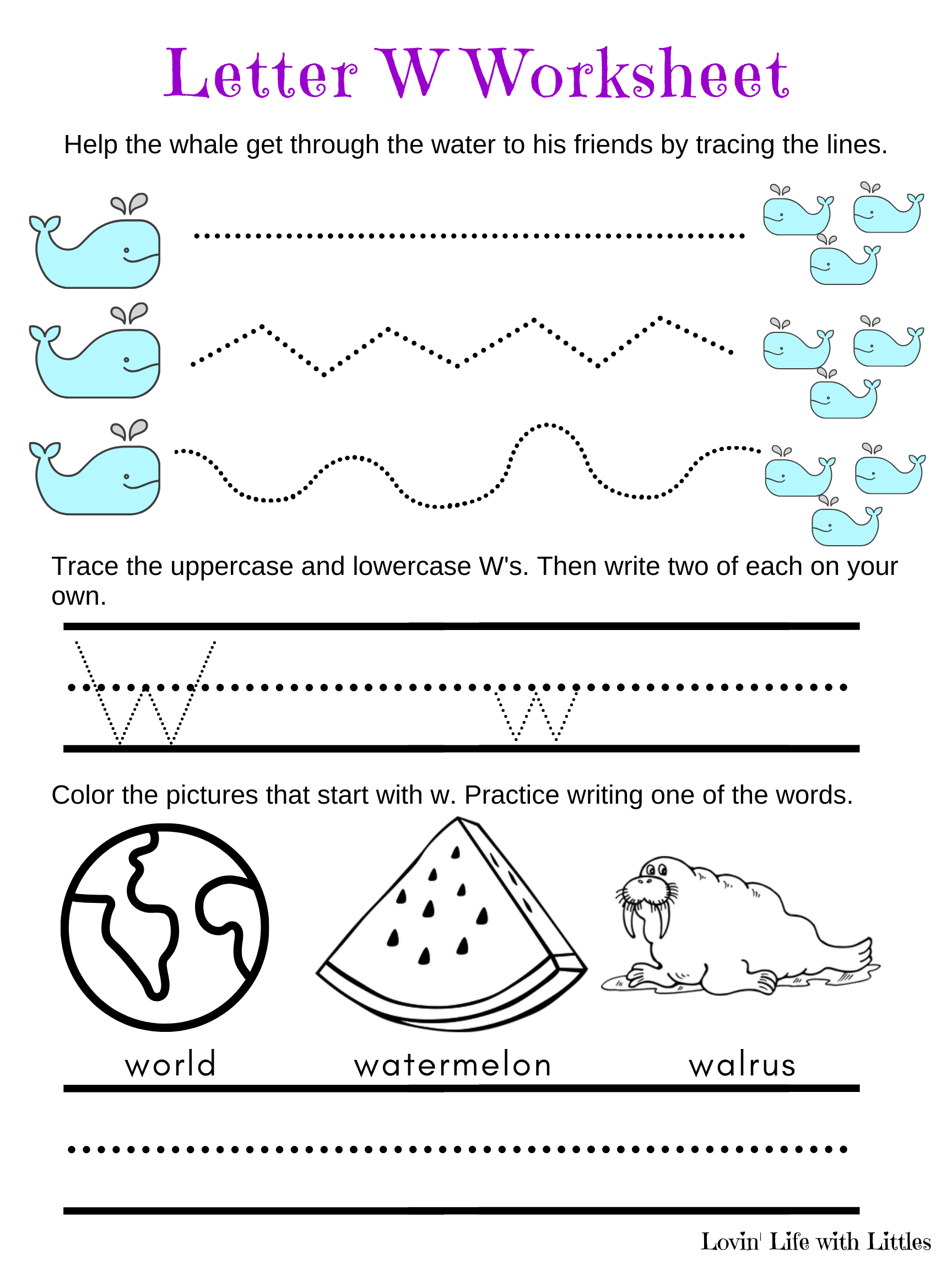 Engaging W Is For... worksheet designed for Pre-K children to learn and enjoy letter recognition. Perfect for combining learning with creativity. Worksheet featuring the letter W for preschoolers to practice sounds and coloring. Fun educational activity for young learners to enhance their alphabet skills.