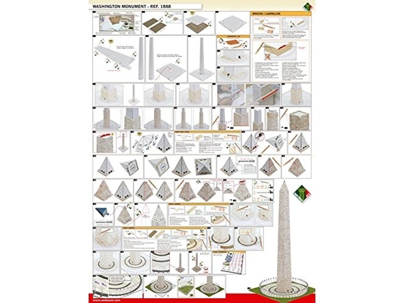 First Grade Washington Monument Model worksheet with cut-out pieces for assembly