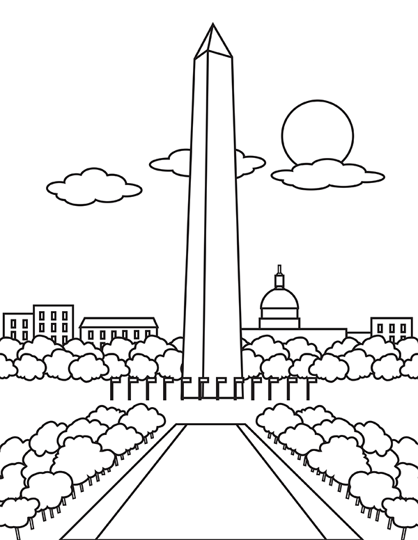 First Grade Washington Monument paper model worksheet for grammar practice