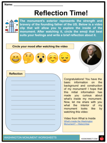 First Grade Washington Monument paper model worksheet for grammar and mechanics