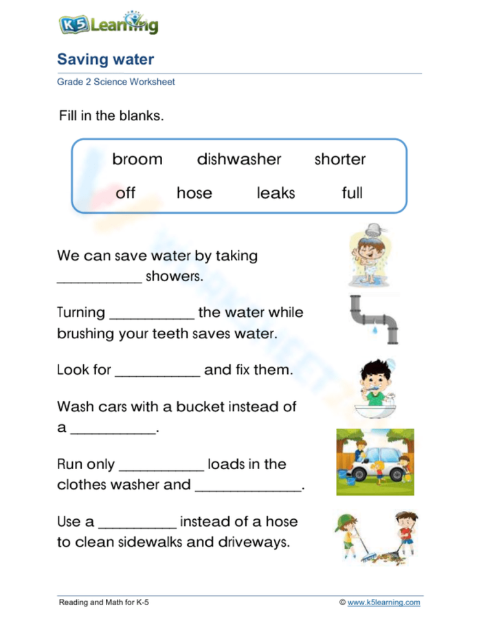 Printable Water Works worksheet for third graders to practice science concepts on water cycles Third grade Water Works worksheet focusing on the water cycle and measurement skills