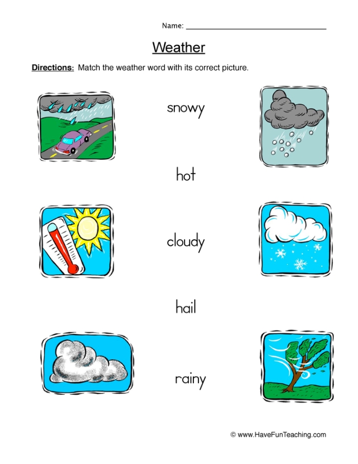 Handwriting worksheet for Pre-K Weather Comparisons worksheet for Pre-K students to enhance handwriting skills. Engaging activity for aspiring young meteorologists to practice weather terminology.