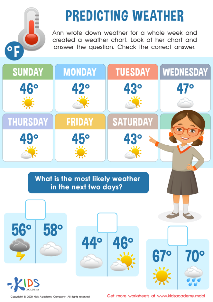 First Grade Predicting Weather worksheet with weather symbols and observation activities