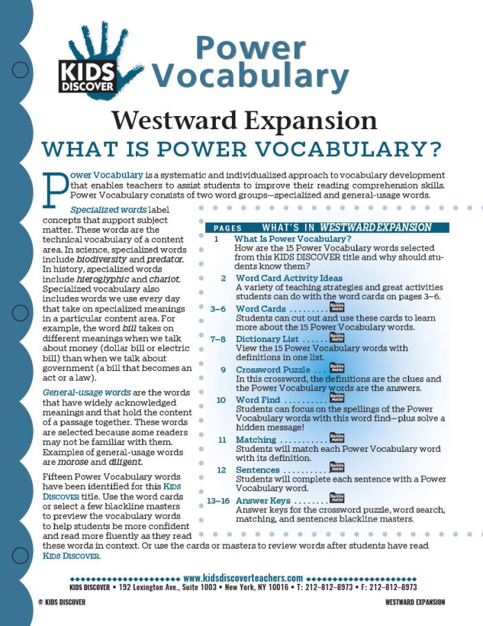 Fifth grade worksheet on historical perspectives of westward expansion with reading questions