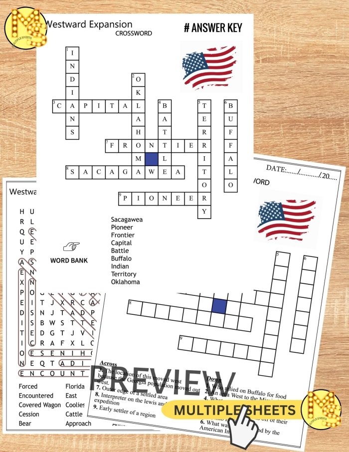 Fun Printable Worksheets for Teaching Westward Expansion