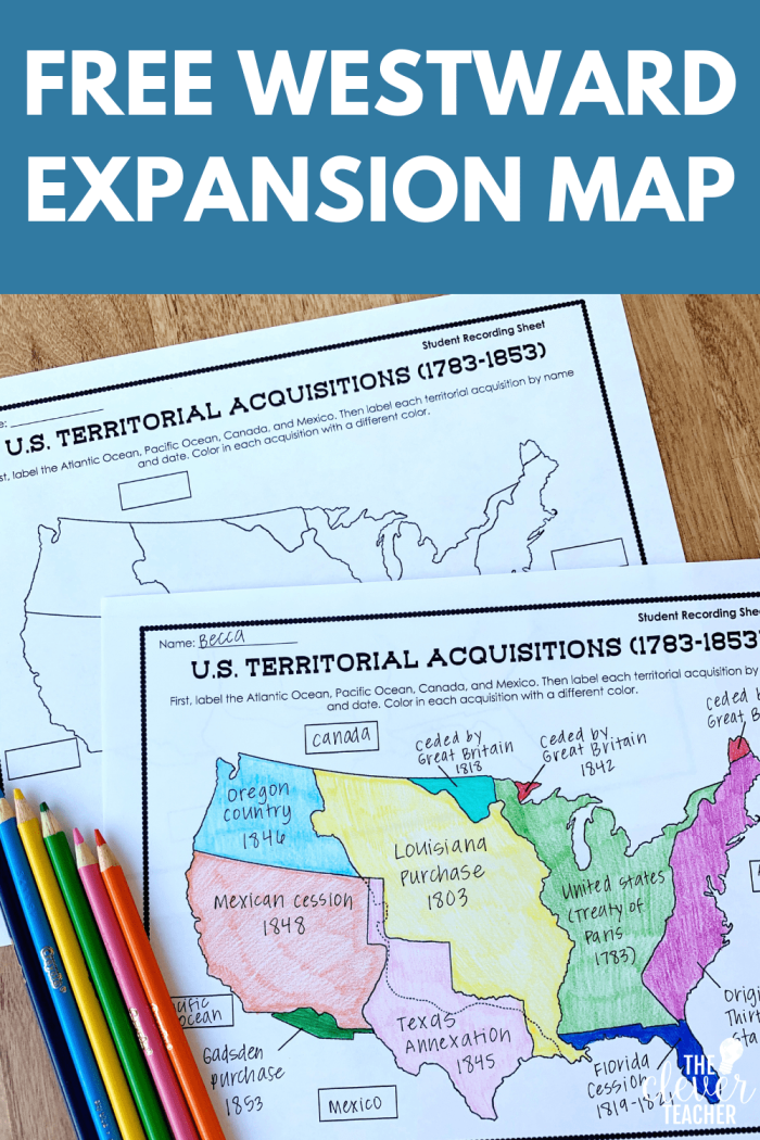Fifth grade worksheet on the westward expansion of the United States with reading questions
