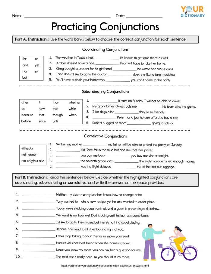 Reading worksheet for Fifth Grade What Are Conjunctions? worksheet for Fifth Grade