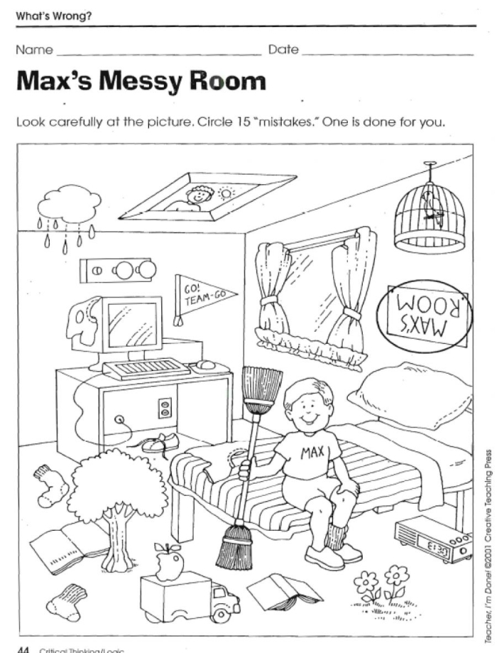 Funny scene from the What's Wrong with the Picture? worksheet for first graders
