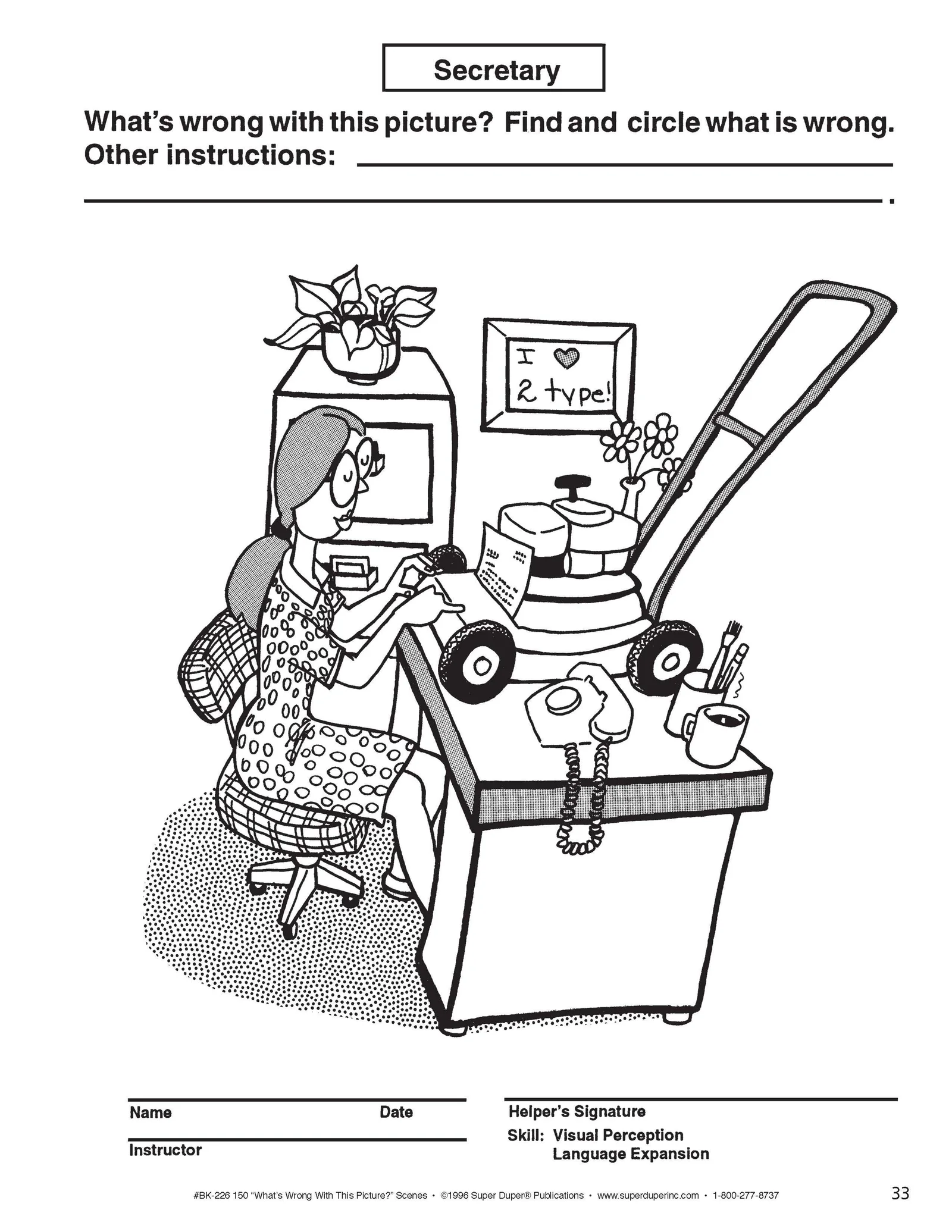 A colorful worksheet featuring a playful scene for first graders to identify mistakes in a picture for April Fools' Day