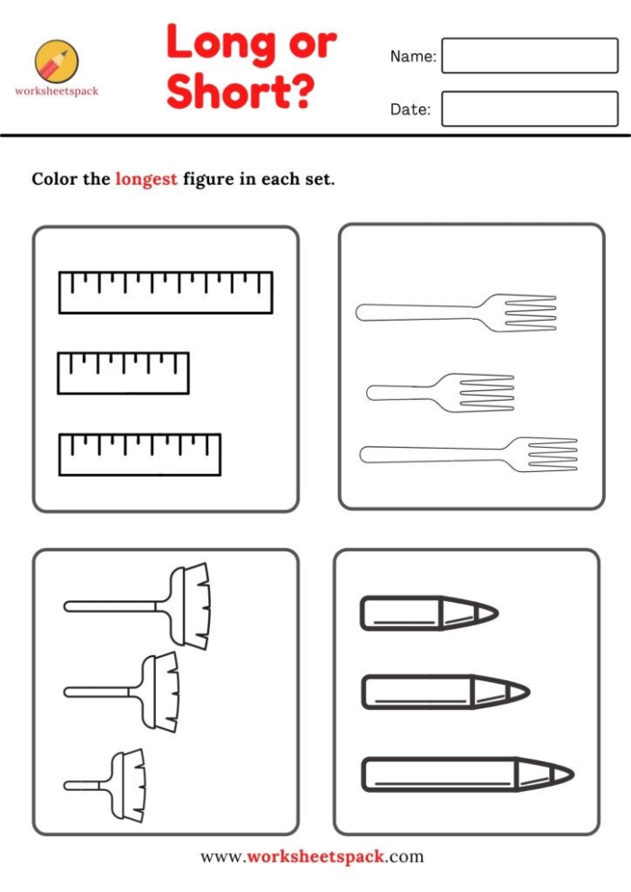 Economics worksheet for First Grade Which One is Longer? worksheet for First Grade