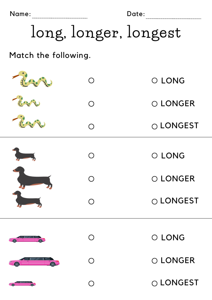 Economics worksheet for First Grade Which One is Longer? worksheet for First Grade