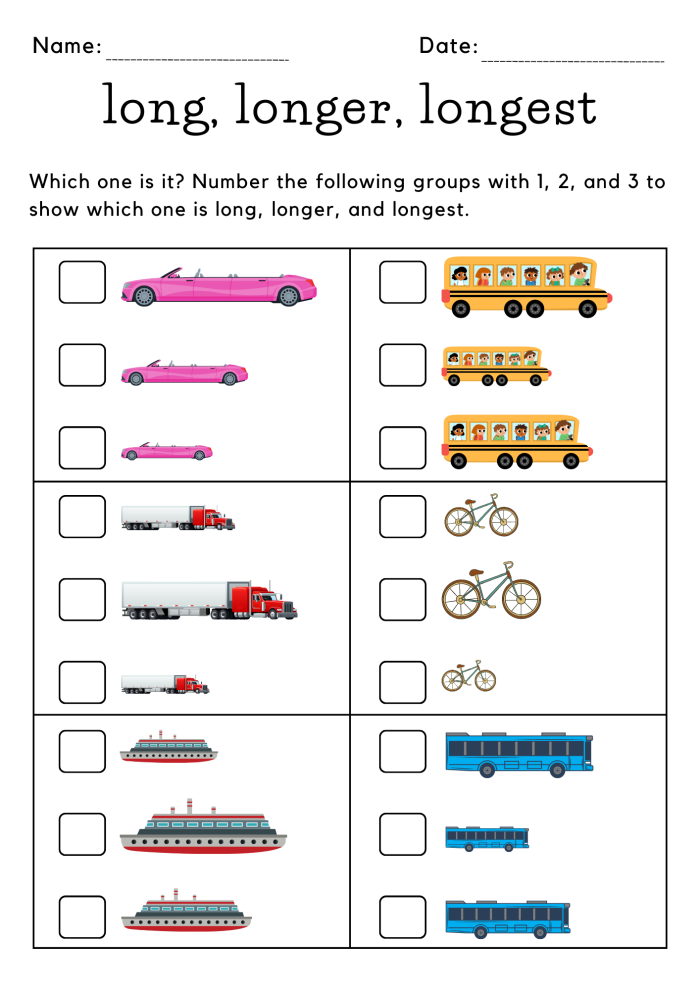 Economics worksheet for First Grade Which One is Longer? worksheet for First Grade