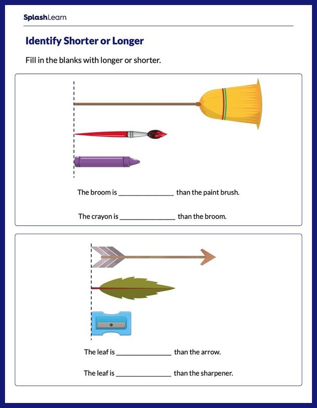 Economics worksheet for First Grade Which One is Longer? worksheet for First Grade