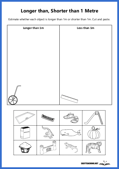 Economics worksheet for First Grade Which One is Longer? worksheet for First Grade