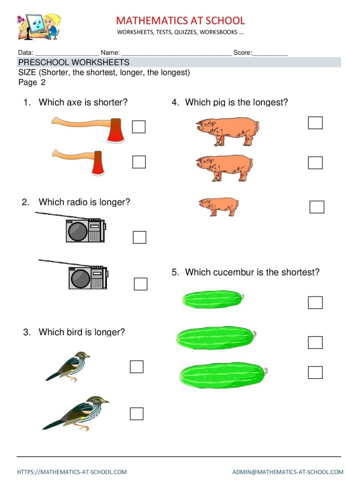 Economics worksheet for First Grade Which One is Longer? worksheet for First Grade