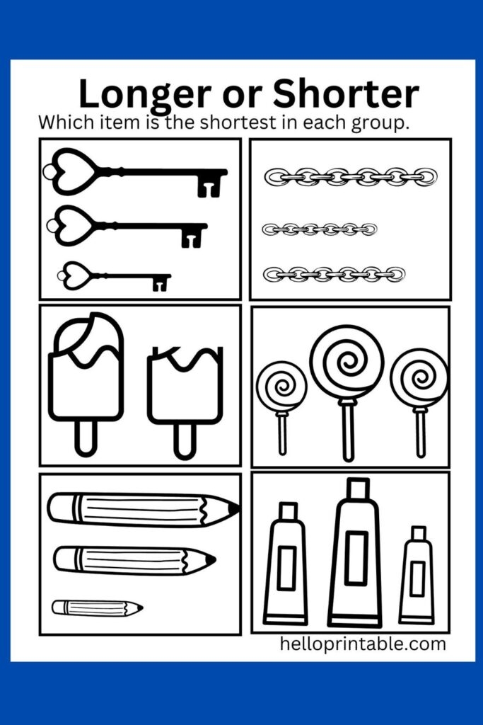 Economics worksheet for First Grade Which One is Longer? worksheet for First Grade