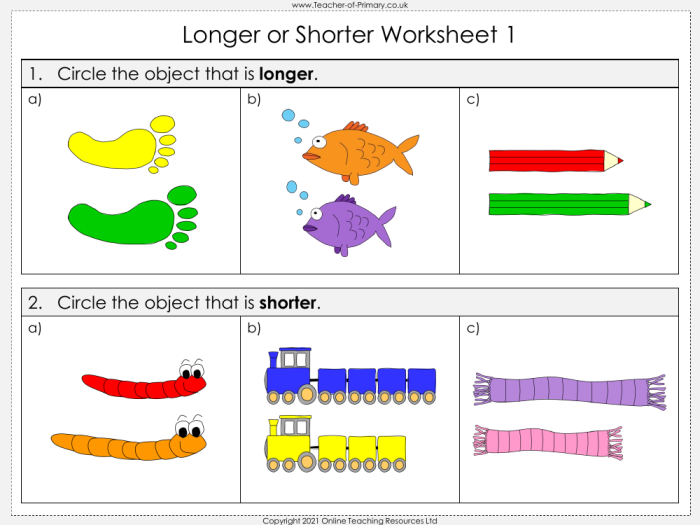 Economics worksheet for First Grade Which One is Longer? worksheet for First Grade