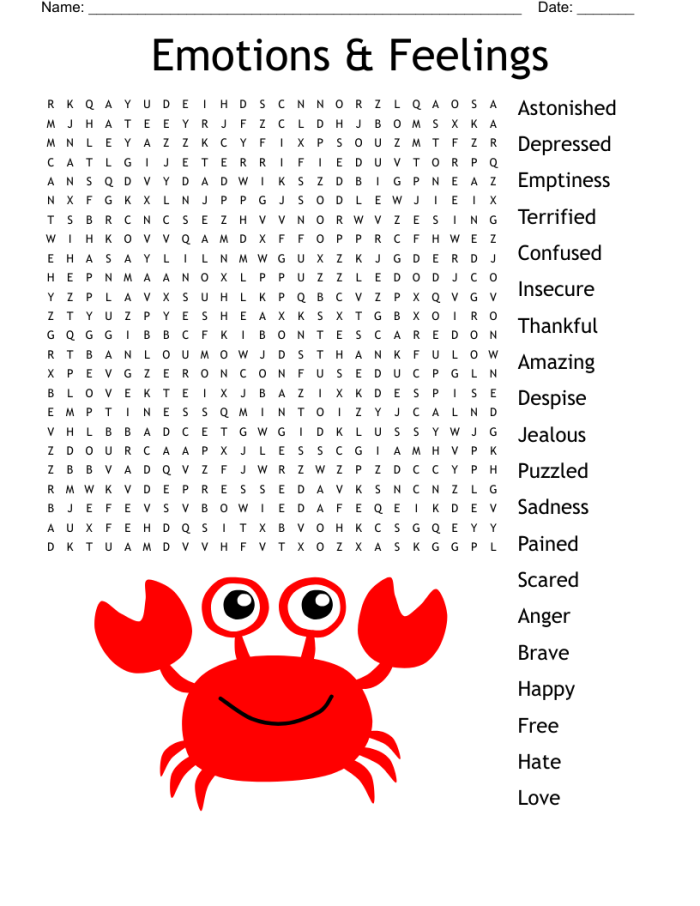 Engaging Word Search: Feelings for handwriting practice in first grade Word search worksheet featuring various feelings for first graders to discover