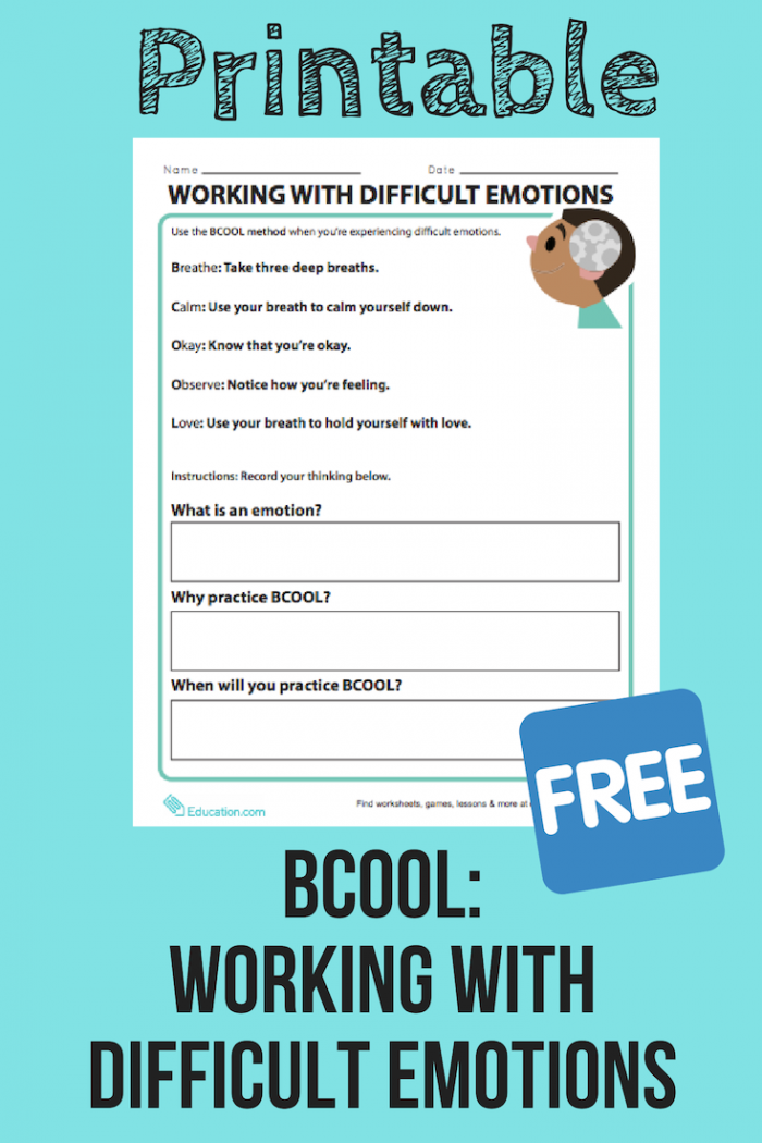 Working with Difficult Emotions worksheet for handwriting practice Worksheet designed for second graders to manage challenging emotions